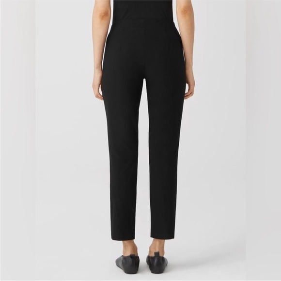 Eileen Fisher System Washable Stretch Crepe Slim Ankle Pants Black - Picture 2 of 10
